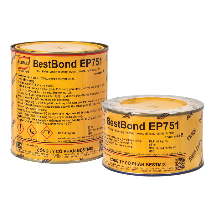 BestBond EP751 bộ 1Kg chất kết dính epoxy đa năng, cường độ cao 2TP