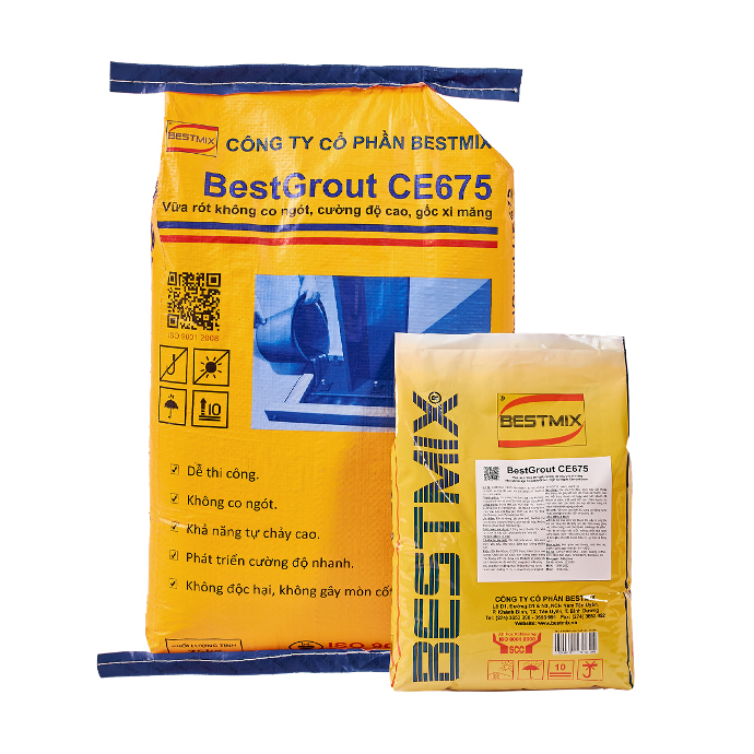 BestGrout CE675 bao 25Kg vữa rót không co ngót, cường độ cao, gốc xi măng