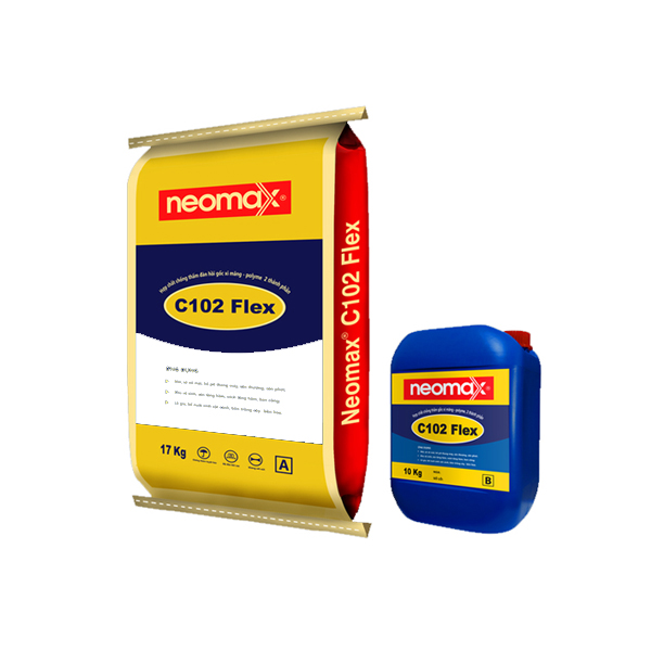 Neomax C102 Flex bộ 10Kg hợp chất chống thấm đàn hồi gốc xi măng-polyme, 2 thành phần