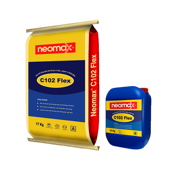 Neomax C102 Flex bộ 20Kg hợp chất chống thấm đàn hồi gốc xi măng-polyme, 2 thành phần