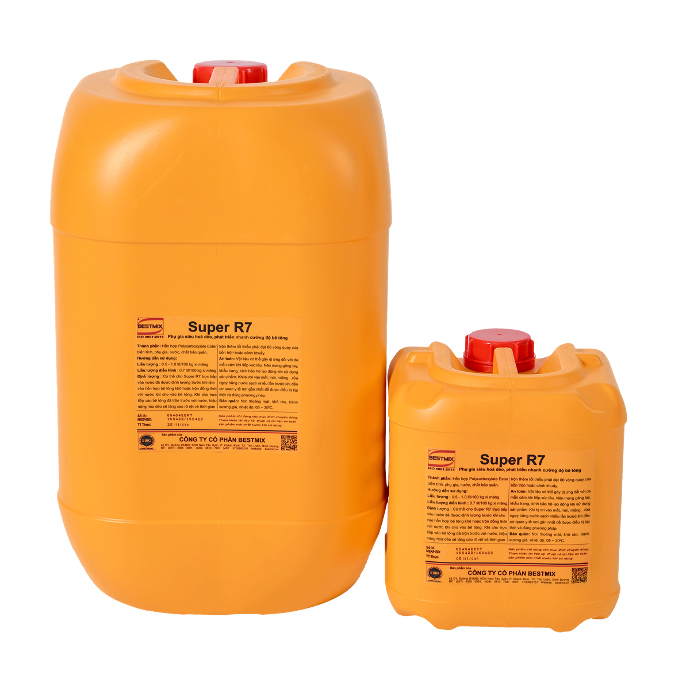 Phụ gia siêu hoá dẻo cho bê tông Super R7 can 25 lít